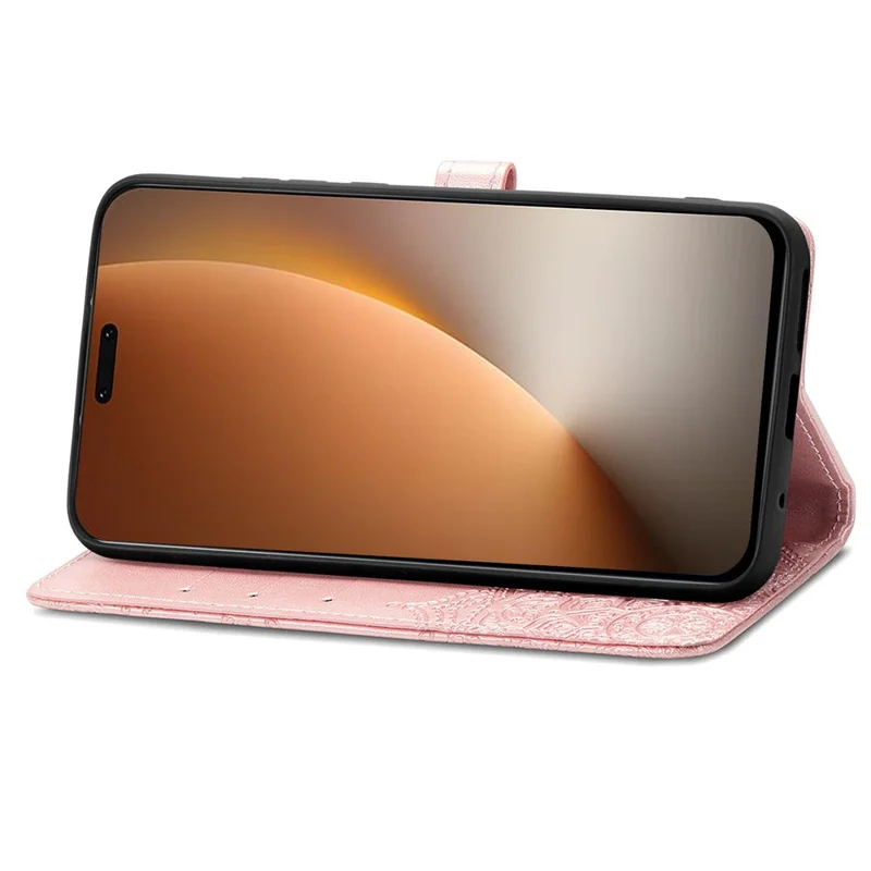 Capa de Telefone Carteira Mandala Flor de Couro Para Honor Magic8 Pro 5G - Ouro Rosa