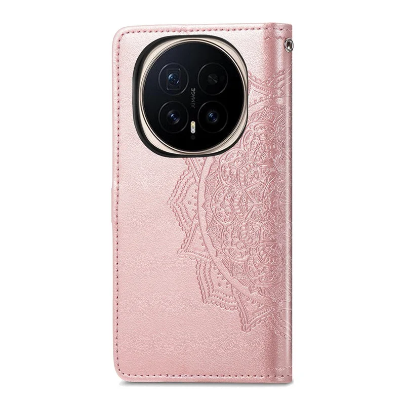 Capa de Telefone Carteira Mandala Flor de Couro Para Honor Magic8 Pro 5G - Ouro Rosa