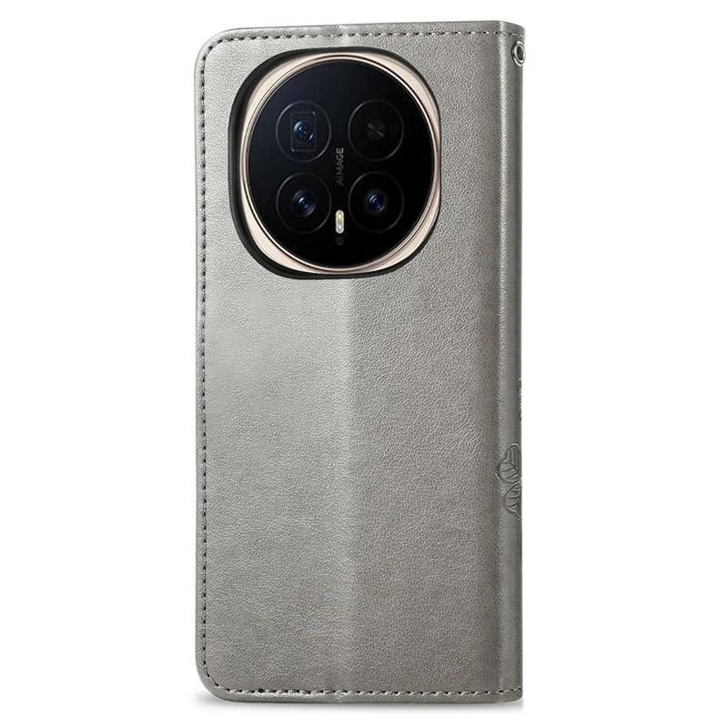 Voor Honor Magic8 Pro 5G Leerhoes Vierbladige Klover Portemonnee Telefoonhoes - Grijs