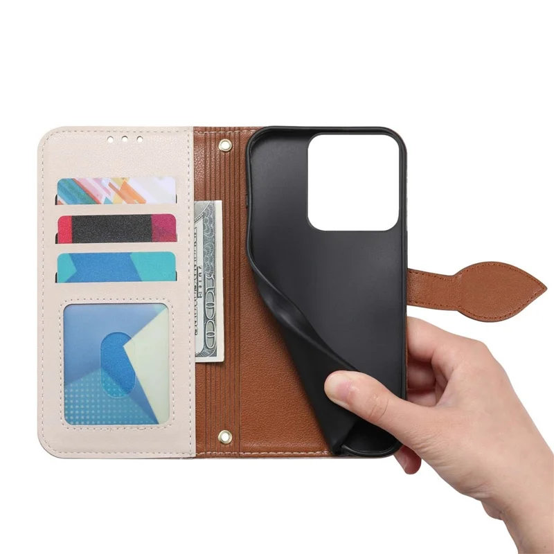 Custodia in piedi per Motorola Edge 60 Fusion 5G / Edge 60 5G Custodia in pelle a forma di foglia con chiusura magnetica e cinturino da polso - Beige