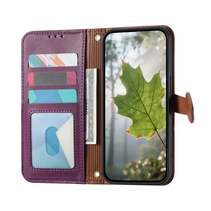 Samsung Galaxy S24+ Ständer Hülle Blattform Magnetischer Verschluss Leder Handyhülle mit Handschlaufe - Lila