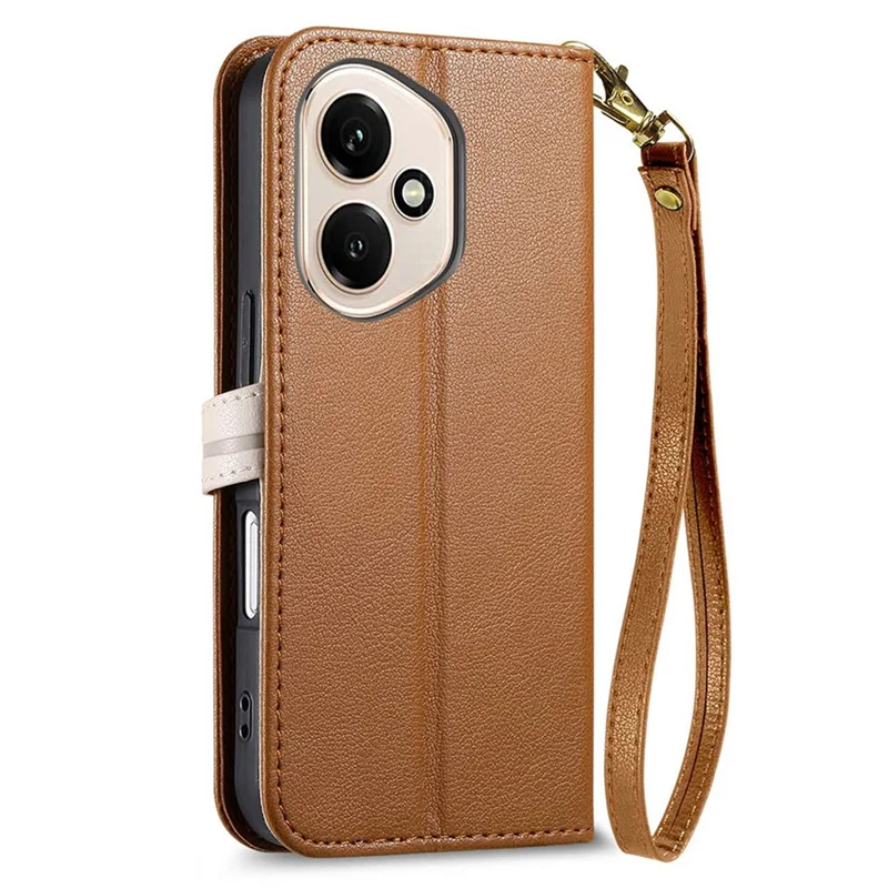 Cover per Honor 400 5G (Globale) con Custodia a Forma di Foglia, Chiusura Magnetica, Pelle per Telefono con Cinturino a Mano - Marrone