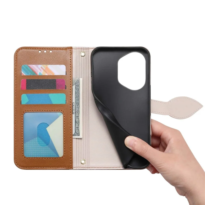 Cover per Honor 400 5G (Globale) con Custodia a Forma di Foglia, Chiusura Magnetica, Pelle per Telefono con Cinturino a Mano - Marrone