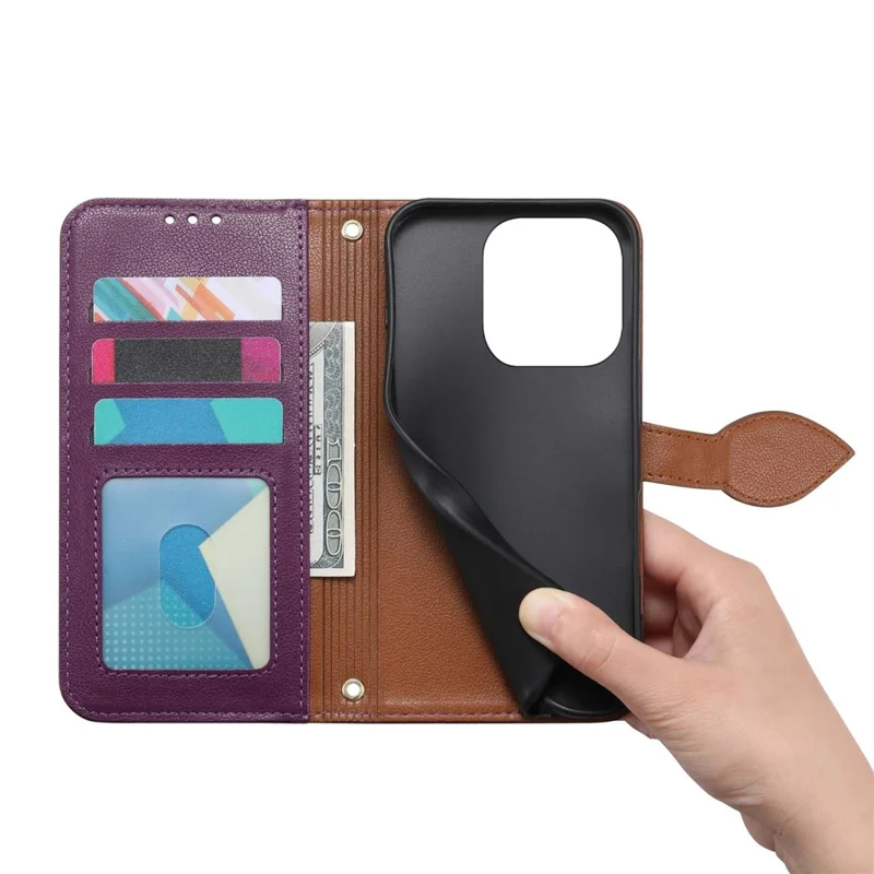 For Honor 400 Lite 5G Stand Case Leaf Shape Magnetic Clasp Leather Phone Cover with Hand Strap - Purple