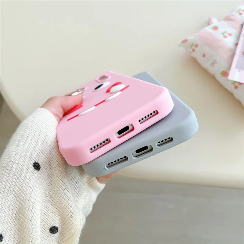 For iPhone 17 Pro Silicone Case Cute Funny Hippo Design Shockproof Phone Back Cover - Grey