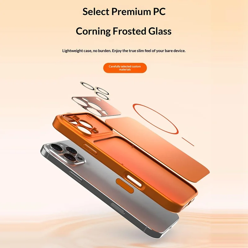 Großeinkauf für iPhone 13 Pro Magnetische Hülle Transformieren in 17 Pro TPU + PC Handyhülle mit Glaslinsenfilm - Orange