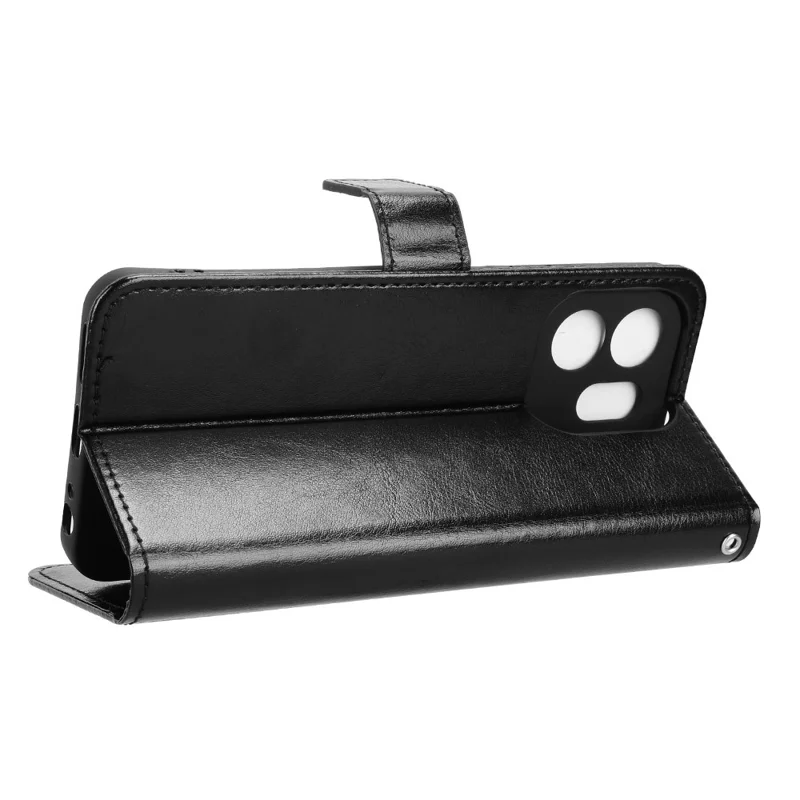 Futerał z syntetycznej skóry PU do itel A100C 4G z paskiem, tekstura Crazy Horse, etui portfelowe na telefon - Czarny