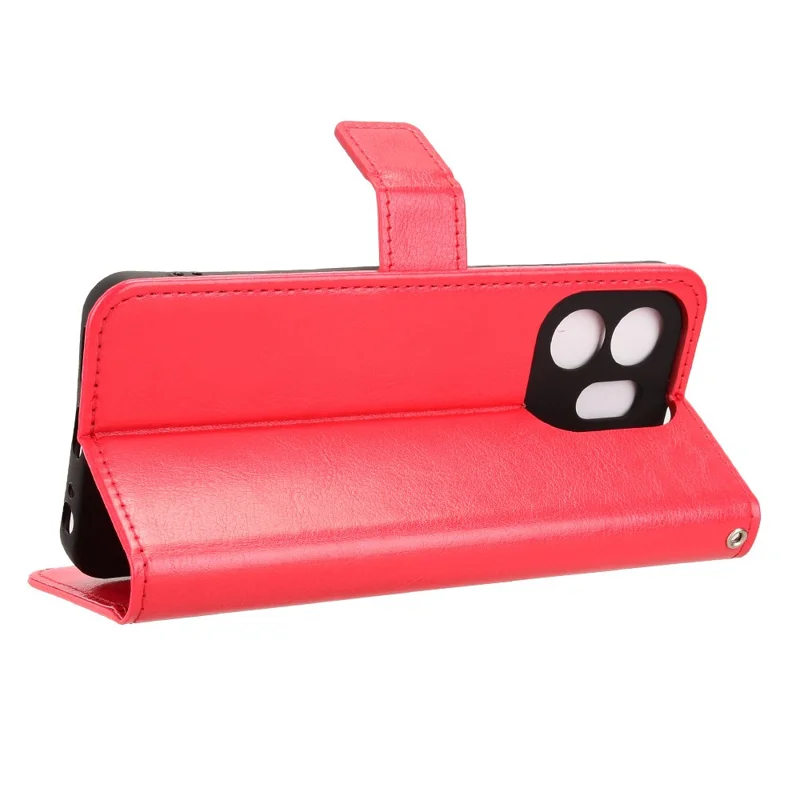 For itel A100C 4G PU Leather Case with Strap Crazy Horse Texture Phone Wallet Cover - Red