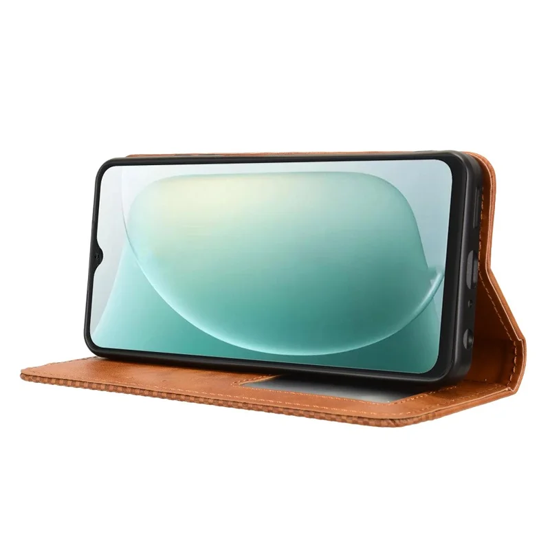 For Blackview Wave 9C Leather Case Wallet Stand Retro Texture Phone Cover - Brown