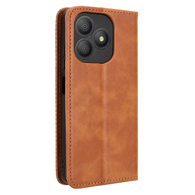 For Blackview Wave 9C Leather Case Wallet Stand Retro Texture Phone Cover - Brown