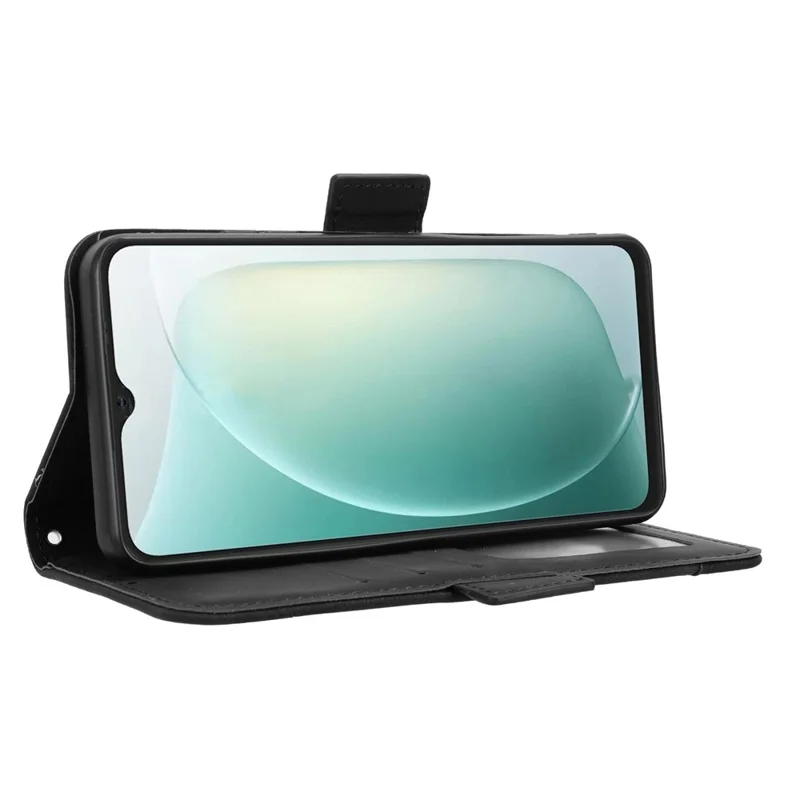 For Blackview Wave 9C Leather Case Phone Wallet Cover with Multiple Card Slots - Black