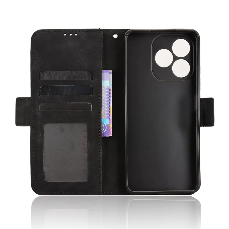 For Blackview Wave 9C Leather Case Phone Wallet Cover with Multiple Card Slots - Black