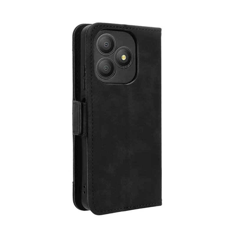 For Blackview Wave 9C Leather Case Phone Wallet Cover with Multiple Card Slots - Black