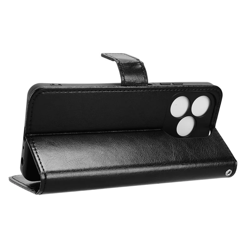 Étui en cuir PU Blackview Wave 9C avec sangle Texture cheval fou Housse de portefeuille pour téléphone - Noir