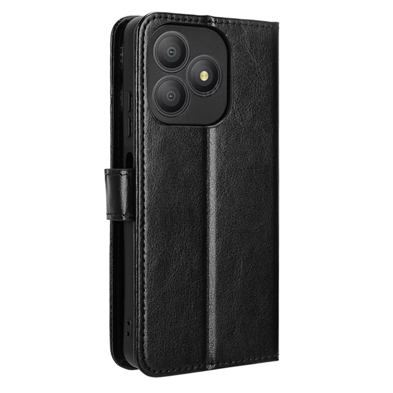 Étui en cuir PU Blackview Wave 9C avec sangle Texture cheval fou Housse de portefeuille pour téléphone - Noir