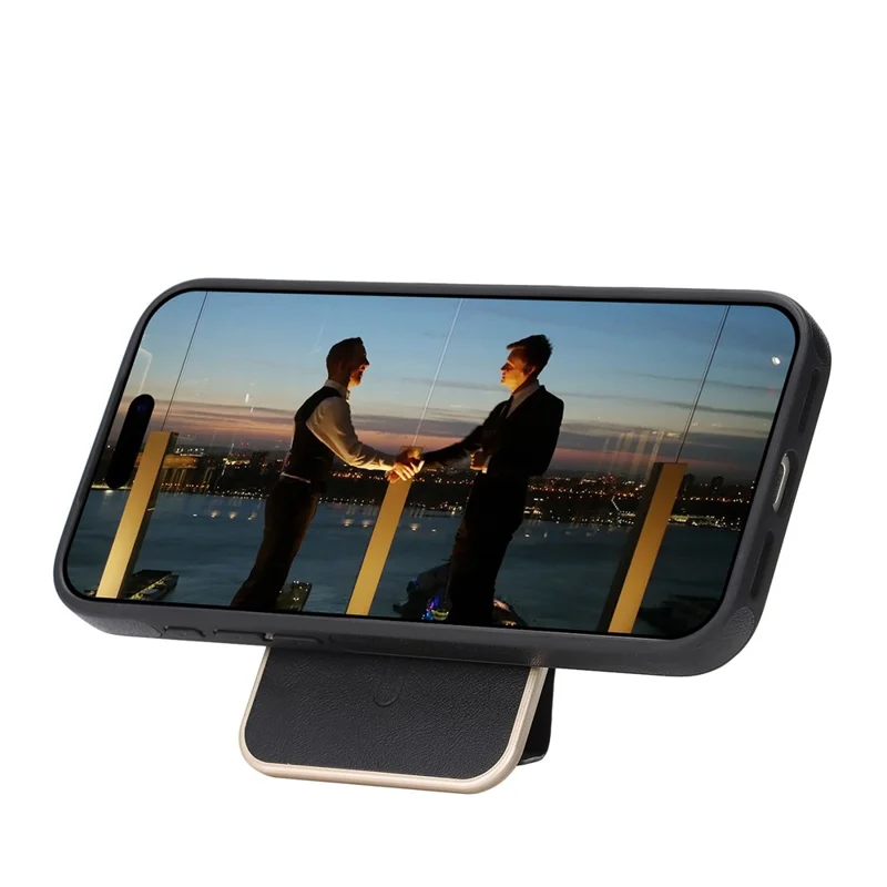 Custodia per iPhone 17 Pro Max compatibile con MagSafe, cover posteriore in pelle con portacarte staccabile e supporto - Nero