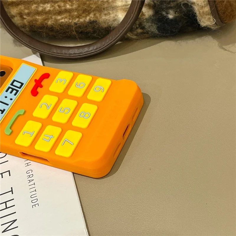 For iPhone 17 Pro Max Silicone Case Cute Orange Telephone Design Shockproof Phone Back Cover