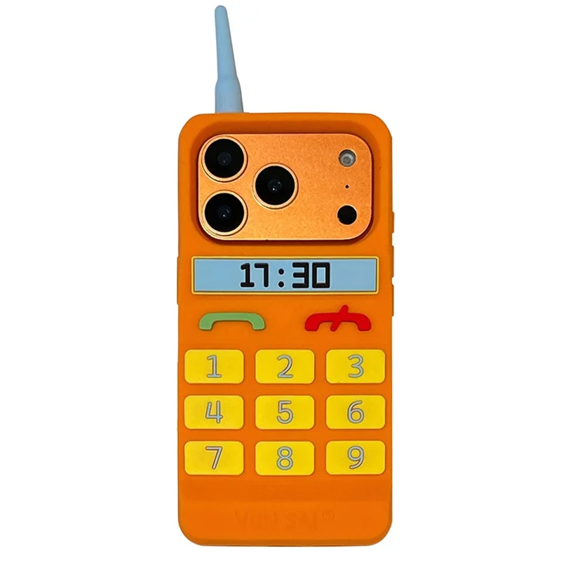 For iPhone 17 Pro Silicone Case Cute Orange Telephone Design Shockproof Phone Back Cover