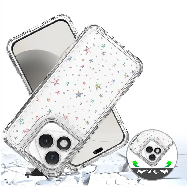 Étui 5G Lite 400 For Honor avec découpes précises, housse de téléphone en acrylique TPU transparente avec film imprimé au laser - Étoiles