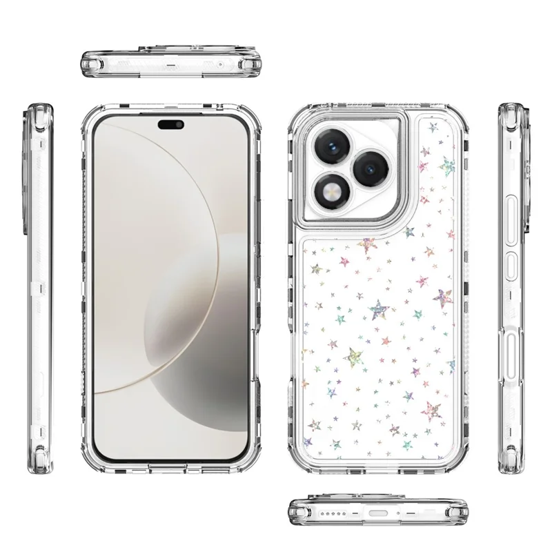 Étui 5G Lite 400 For Honor avec découpes précises, housse de téléphone en acrylique TPU transparente avec film imprimé au laser - Étoiles