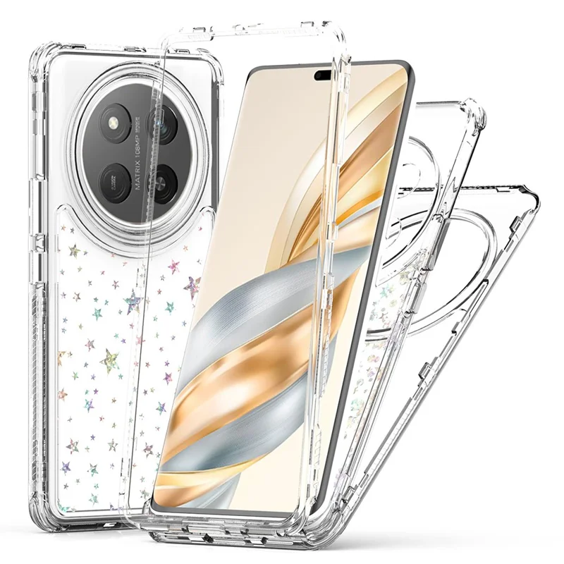 Transparente Handyhülle für Honor X9c 5G / Magic7 Lite 5G / X60 Pro 5G Präzise Ausschnitte Acryl TPU Hülle mit Laser-gedruckter Folie - Sterne