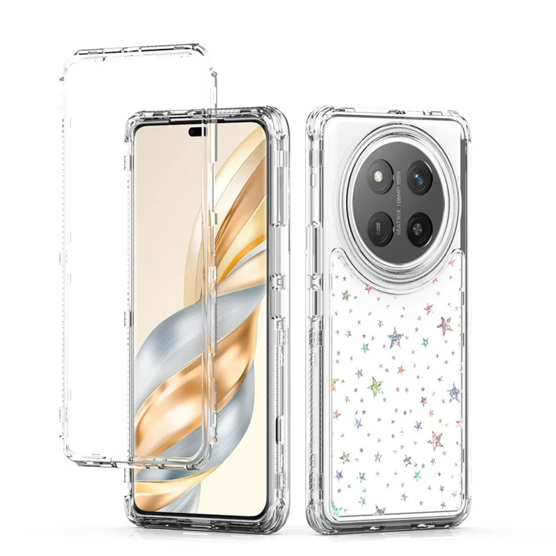 Transparente Handyhülle für Honor X9c 5G / Magic7 Lite 5G / X60 Pro 5G Präzise Ausschnitte Acryl TPU Hülle mit Laser-gedruckter Folie - Sterne