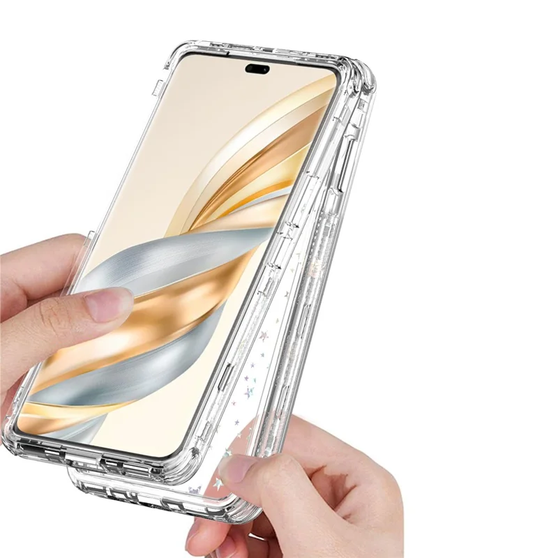 Transparente Handyhülle für Honor X9c 5G / Magic7 Lite 5G / X60 Pro 5G Präzise Ausschnitte Acryl TPU Hülle mit Laser-gedruckter Folie - Sterne