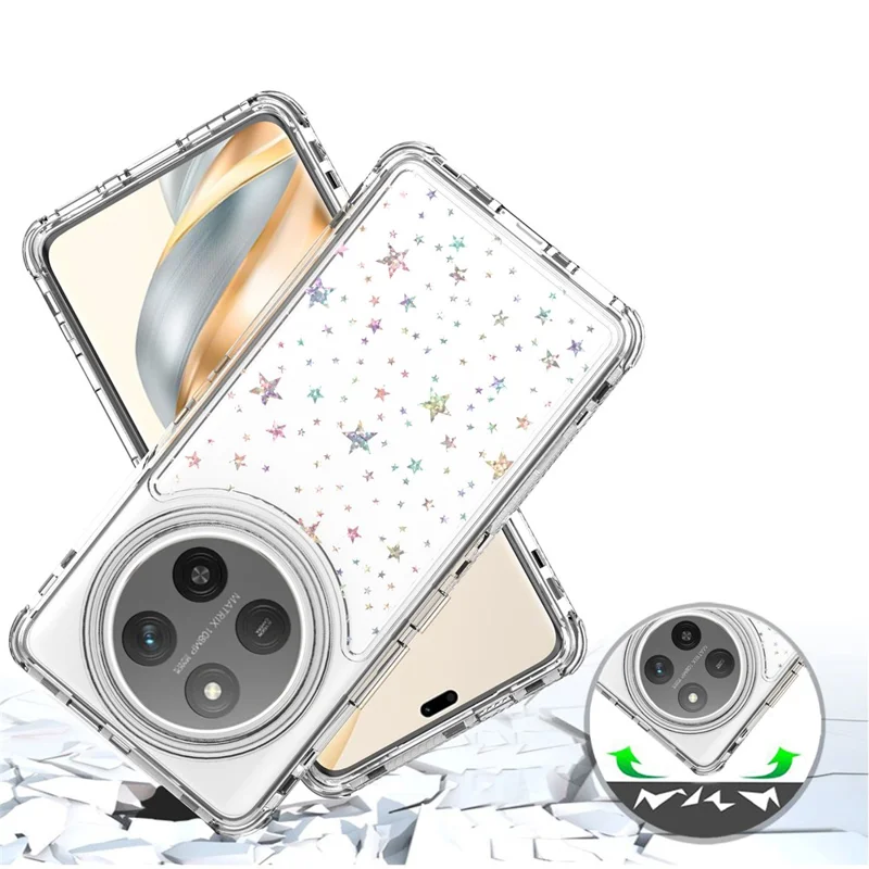 Transparente Handyhülle für Honor X9c 5G / Magic7 Lite 5G / X60 Pro 5G Präzise Ausschnitte Acryl TPU Hülle mit Laser-gedruckter Folie - Sterne