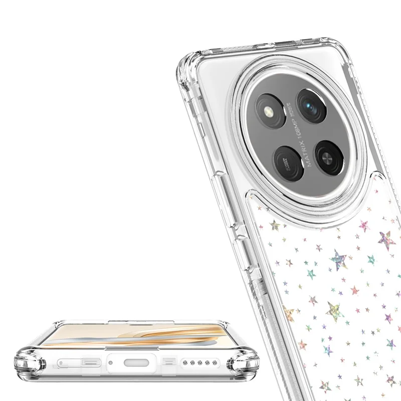 Transparente Handyhülle für Honor X9c 5G / Magic7 Lite 5G / X60 Pro 5G Präzise Ausschnitte Acryl TPU Hülle mit Laser-gedruckter Folie - Sterne