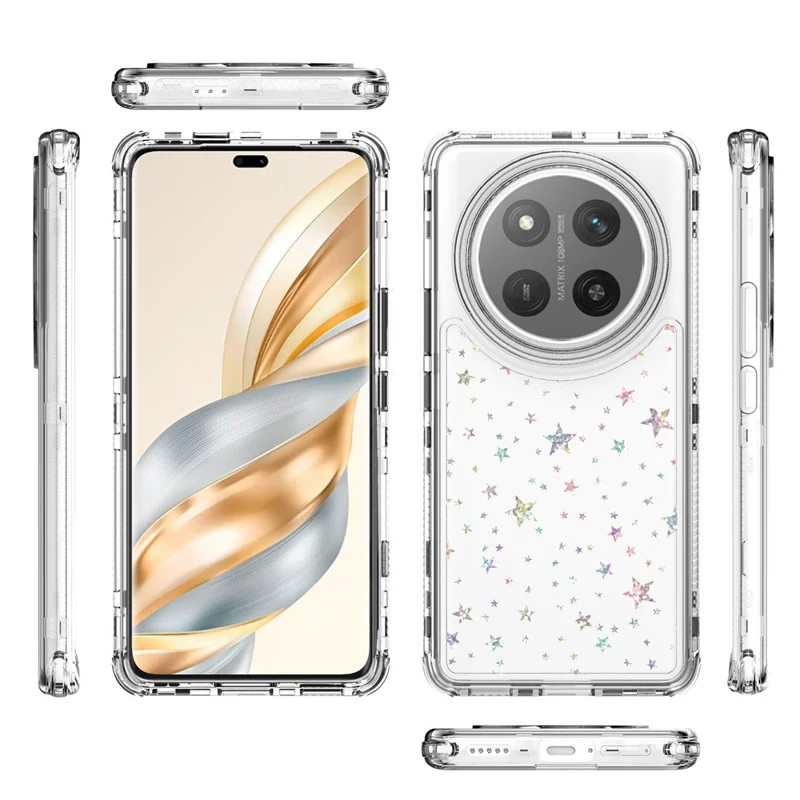 Transparente Handyhülle für Honor X9c 5G / Magic7 Lite 5G / X60 Pro 5G Präzise Ausschnitte Acryl TPU Hülle mit Laser-gedruckter Folie - Sterne