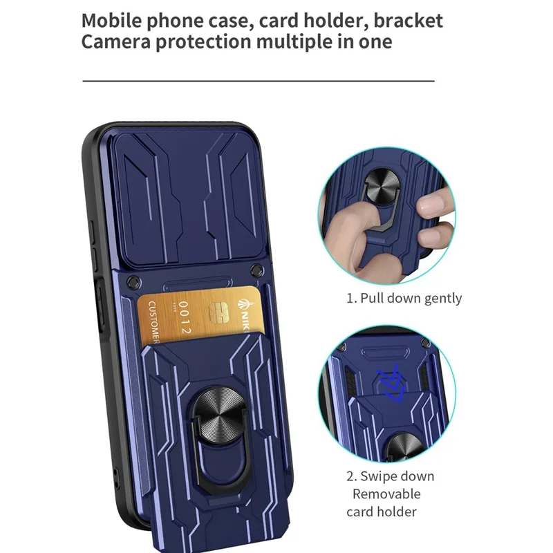 Telefoonhoesje voor Honor 400 Smart 5G / X7d 5G / X7d 4G PC + TPU staander achterkant met camera-schuif - Zwart