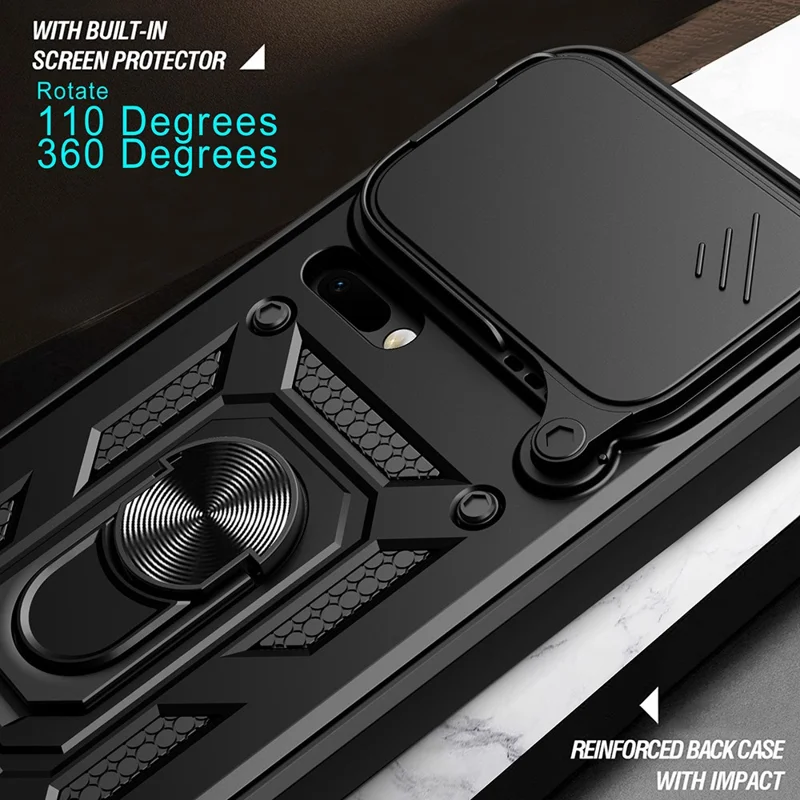 For Xiaomi 17 Pro Max Case with Slide Camera Lid PC + TPU Kickstand Phone Cover - Black