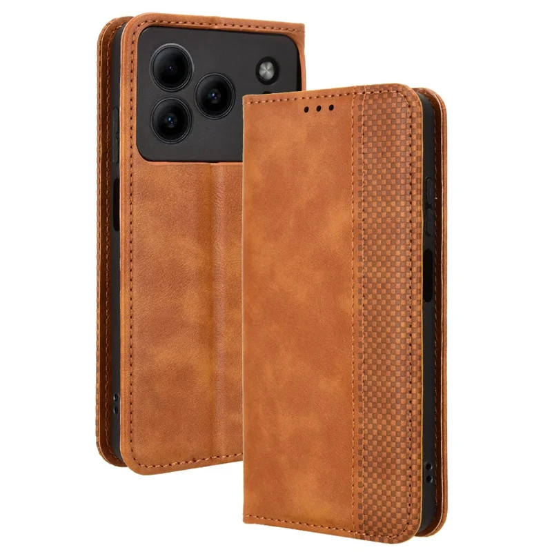 Leather Case for Doogee Note 56 / Note 56 Pro / Note 56 Plus Wallet Stand Retro Texture Phone Cover - Brown