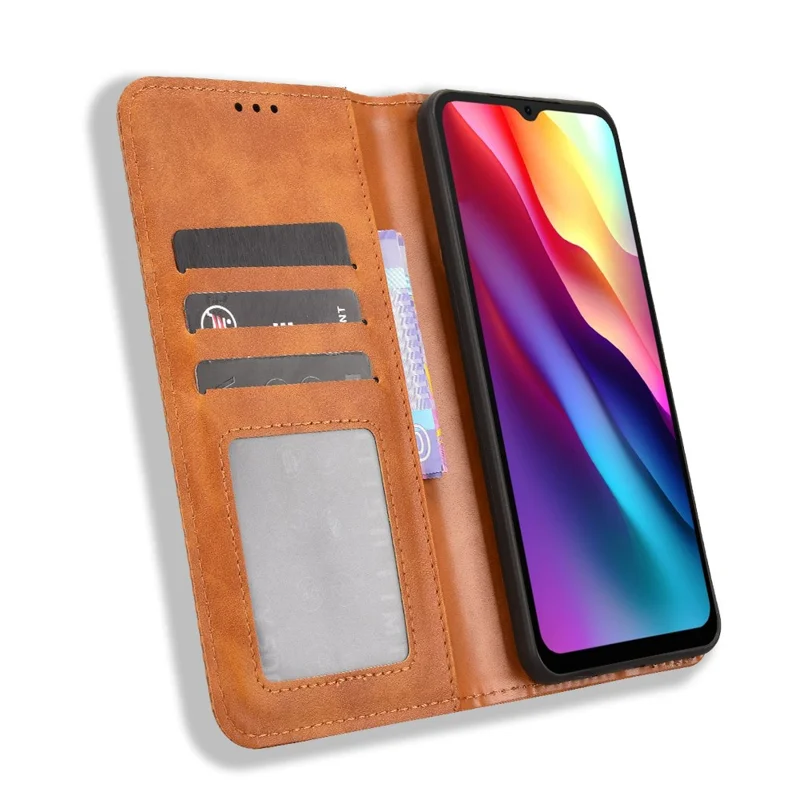 Leather Case for Doogee Note 56 / Note 56 Pro / Note 56 Plus Wallet Stand Retro Texture Phone Cover - Brown