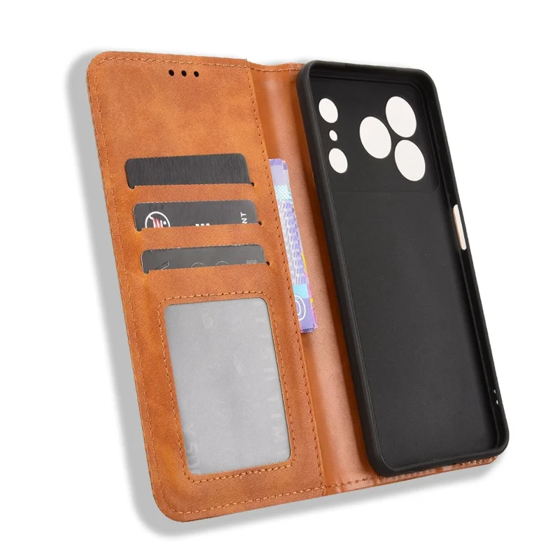 Leather Case for Doogee Note 56 / Note 56 Pro / Note 56 Plus Wallet Stand Retro Texture Phone Cover - Brown