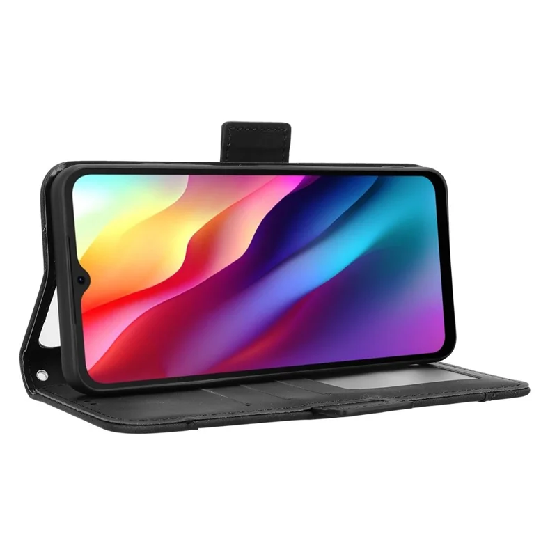 Leather Case for Doogee Note 56 / Note 56 Pro / Note 56 Plus Phone Wallet Cover with Multiple Card Slots - Black