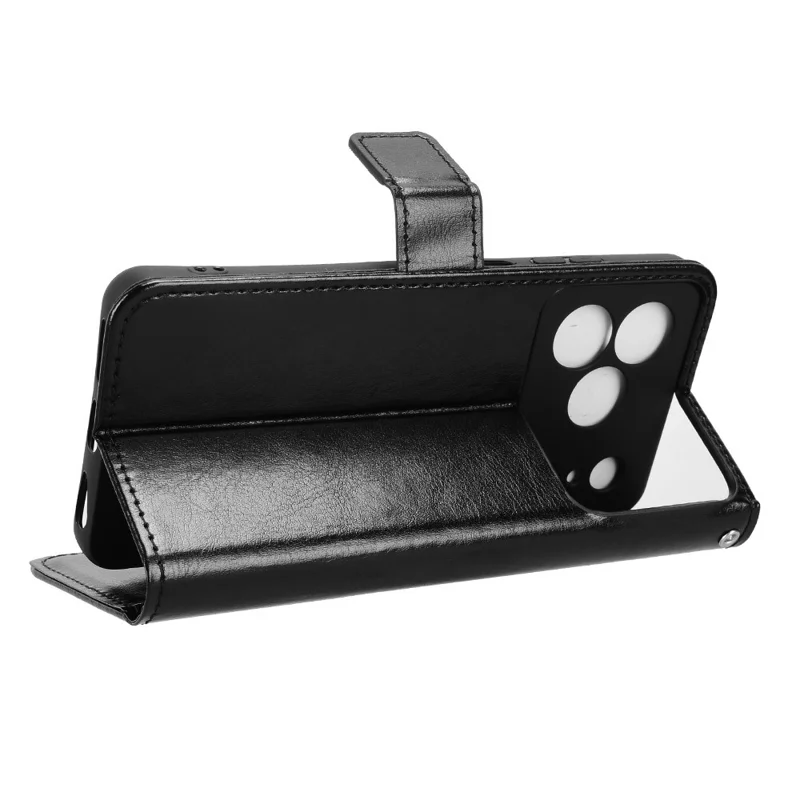 Чехол из искусственной кожи с текстурой Crazy Horse для Doogee Note 56 / Note 56 Pro / Note 56 Plus с ремешком - Черный