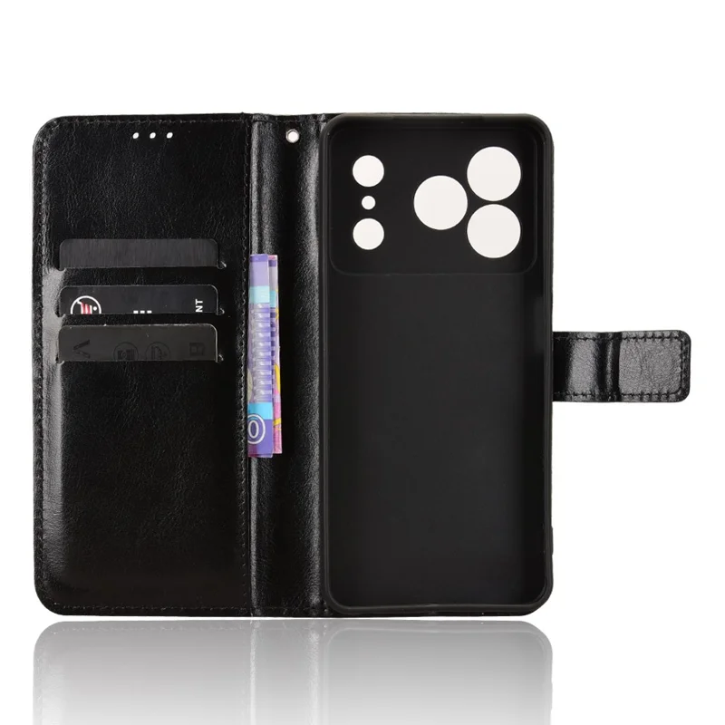 Чехол из искусственной кожи с текстурой Crazy Horse для Doogee Note 56 / Note 56 Pro / Note 56 Plus с ремешком - Черный