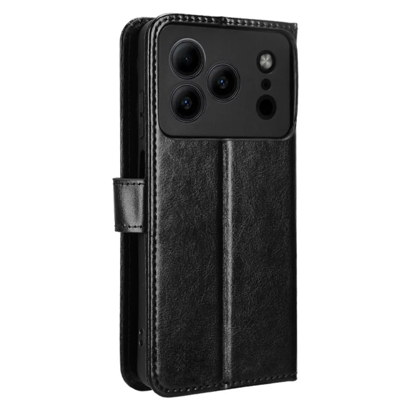 Чехол из искусственной кожи с текстурой Crazy Horse для Doogee Note 56 / Note 56 Pro / Note 56 Plus с ремешком - Черный