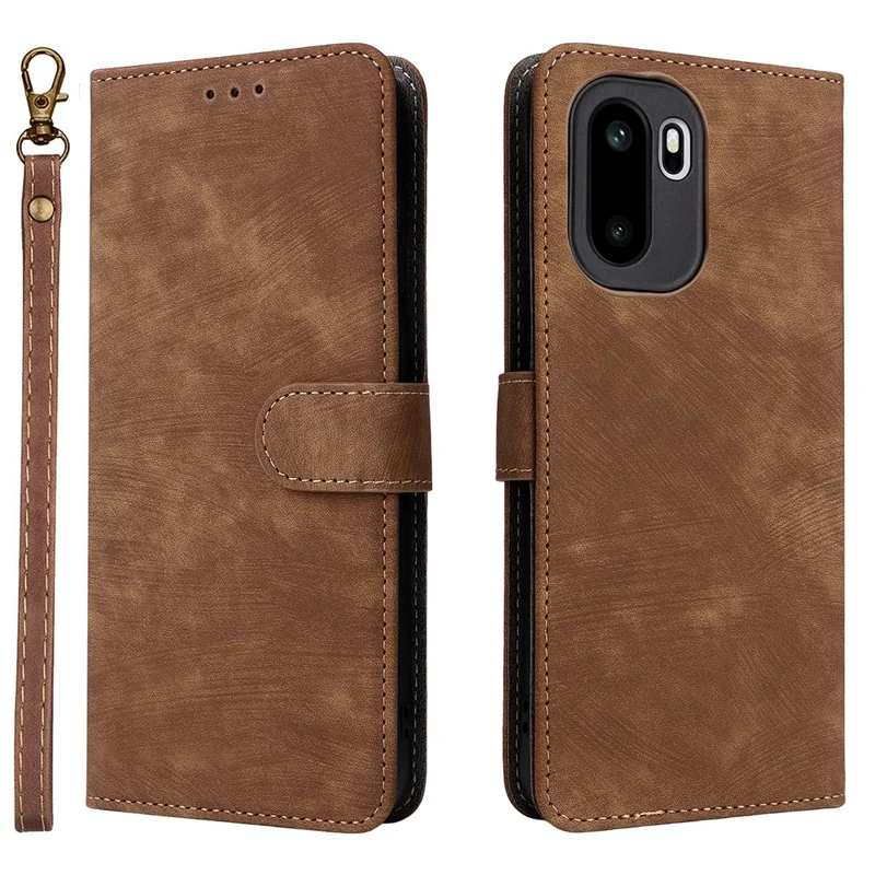 For OnePlus Ace 6 5G / 6T 5G / 15R 5G Case Wallet RFID Blocking PU Leather Phone Cover Stand with Strap - Brown