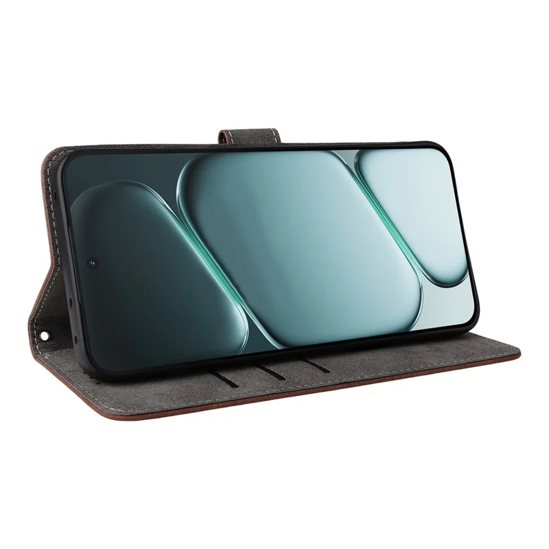 For OnePlus Ace 6 5G / 6T 5G / 15R 5G Case Wallet RFID Blocking PU Leather Phone Cover Stand with Strap - Brown