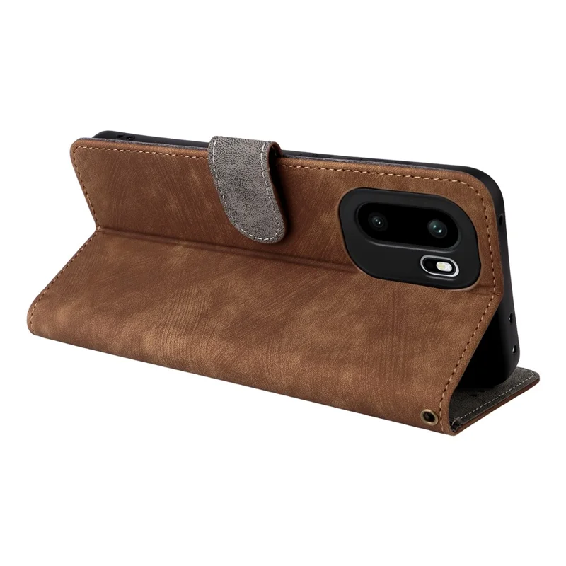 For OnePlus Ace 6 5G / 6T 5G / 15R 5G Case Wallet RFID Blocking PU Leather Phone Cover Stand with Strap - Brown