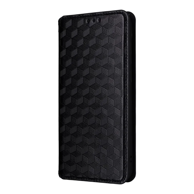 For OnePlus Ace 6 5G / 6T 5G / 15R 5G Case Wallet Rhombus Imprinted PU Leather Phone Cover - Black