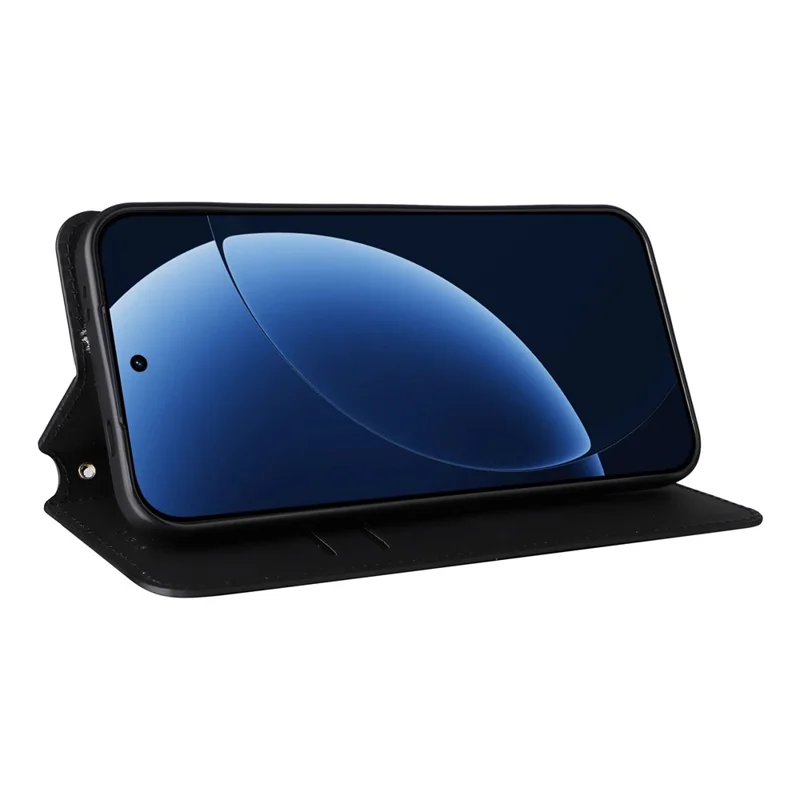 For Realme GT 8 5G Case Wallet Rhombus Imprinted PU Leather Phone Cover - Black