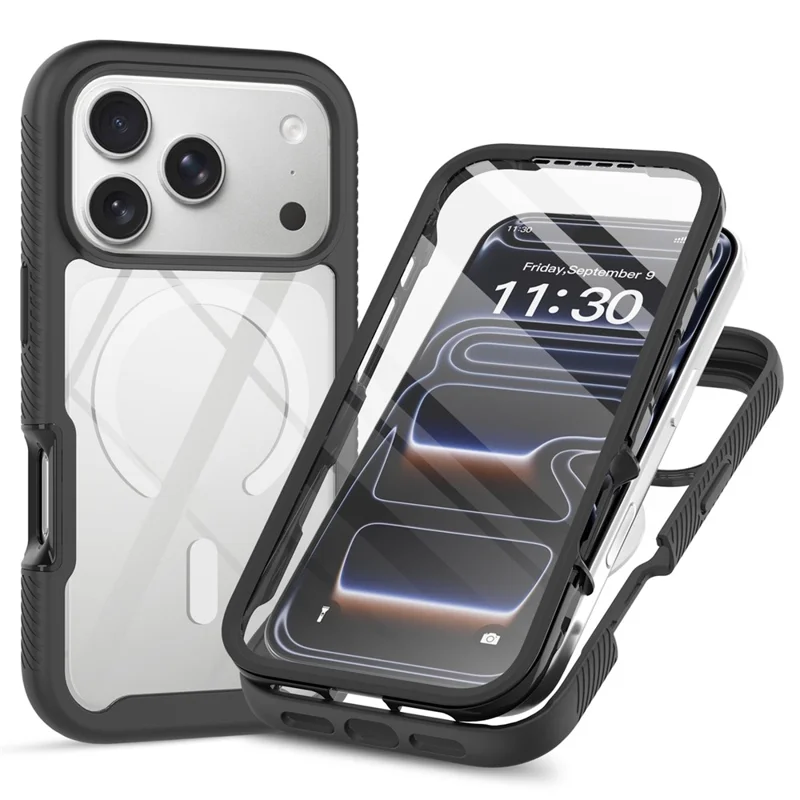 Чехол для iPhone 17 Pro Magnetic Case PC + TPU с защитной пленкой из ПЭТ - черный