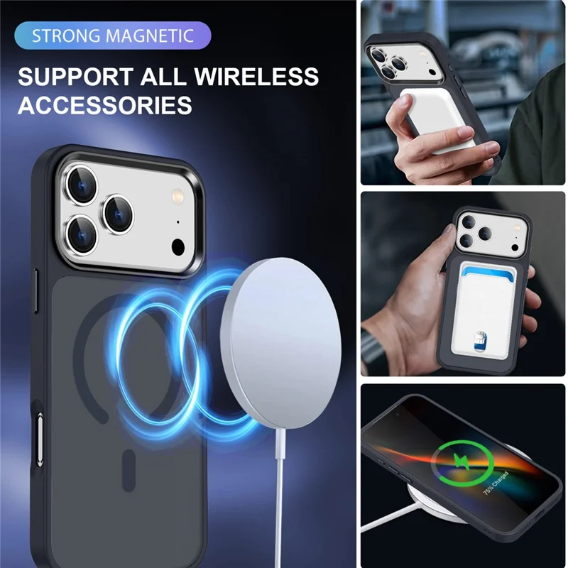 Capa Magnética para iPhone 17 Pro Max com Compatibilidade MagSafe, Capa em PC + TPU com Acabamento Mate - Azul Escuro, para Compra em Quantidade