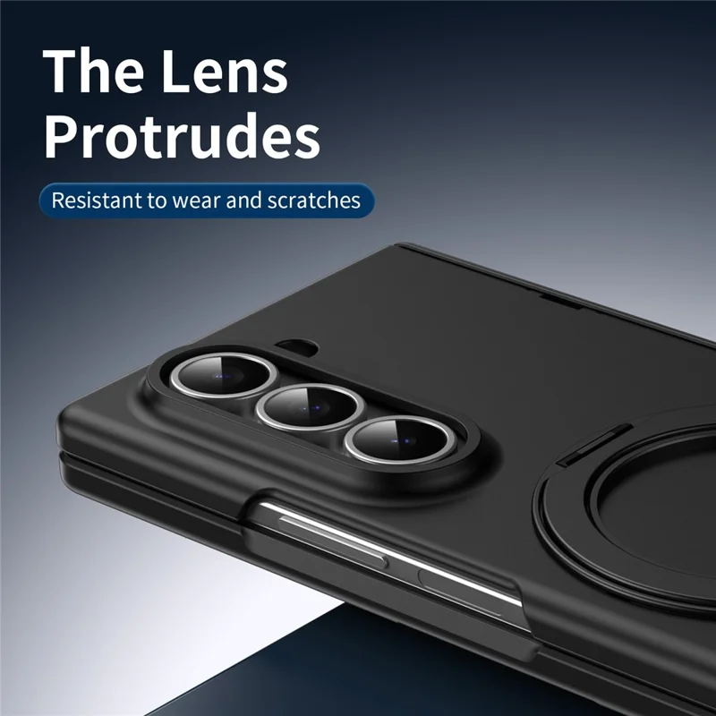 Für Samsung Galaxy Z Fold6 5G Rotary Kickstand PC Phone Cover mit gehärtetem Glasfilm / Stylus - Schwarz