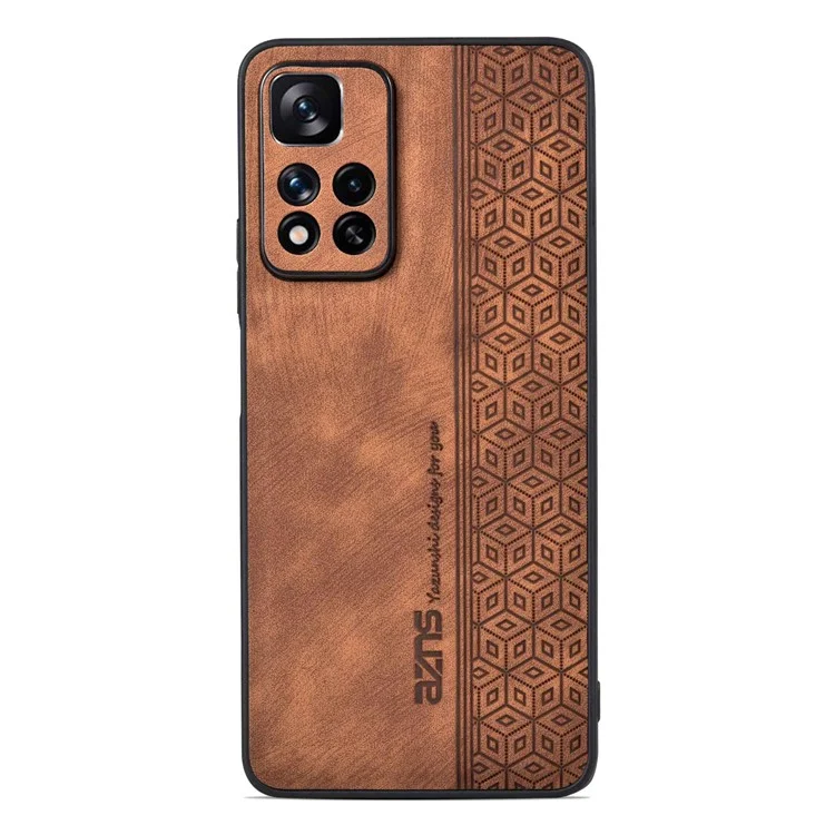 AZNS Pour Xiaomi Redmi Note 11 Pro+ 5G / Redmi Note 11 Pro 5G (MediaTek) Motif estampé Étui de protection en cuir PU revêtu de TPU - Marron