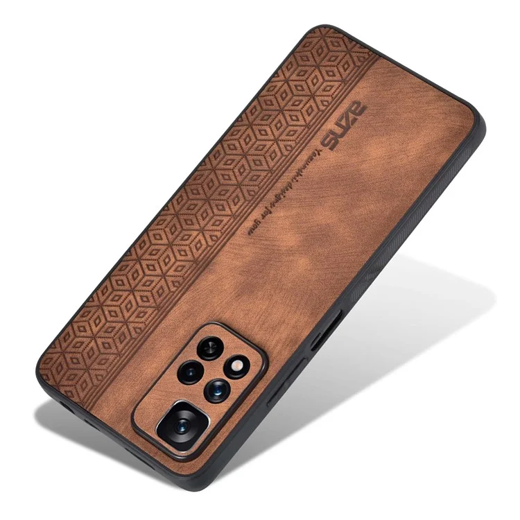 AZNS Pour Xiaomi Redmi Note 11 Pro+ 5G / Redmi Note 11 Pro 5G (MediaTek) Motif estampé Étui de protection en cuir PU revêtu de TPU - Marron