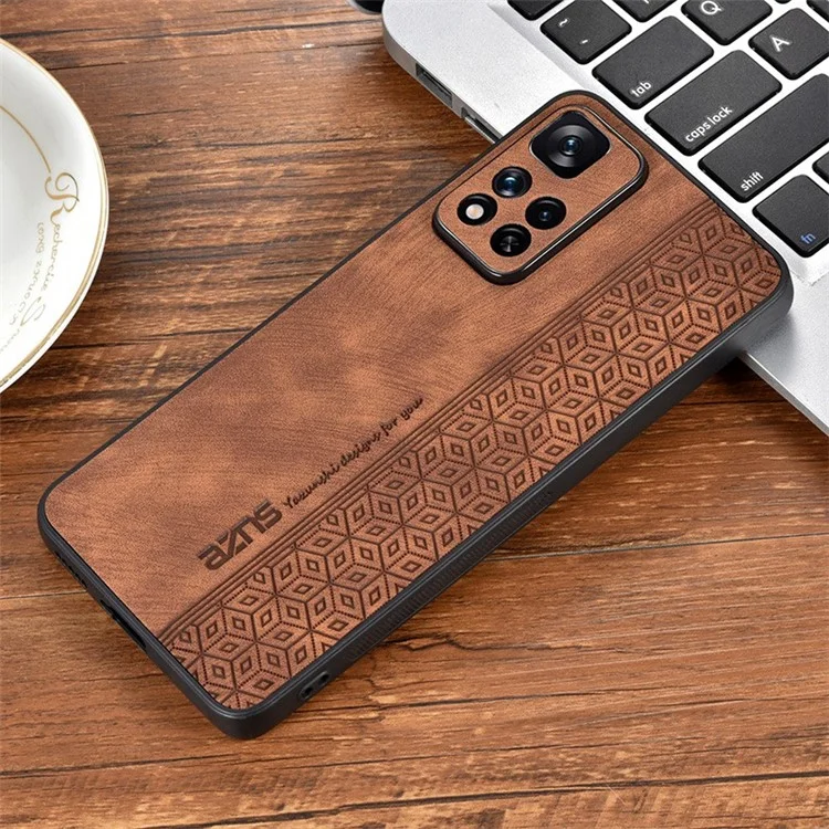 AZNS Pour Xiaomi Redmi Note 11 Pro+ 5G / Redmi Note 11 Pro 5G (MediaTek) Motif estampé Étui de protection en cuir PU revêtu de TPU - Marron